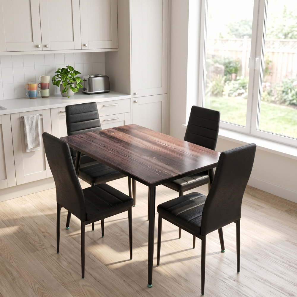 Antecomedor Toyo Moderno 4 Sillas Tactopiel Color Negro 1000024250