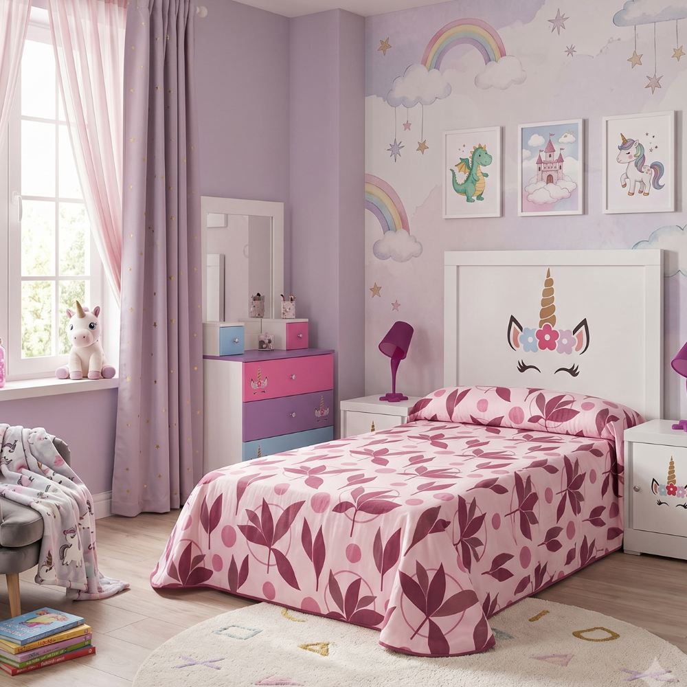 Recámara Infantil Matrimonial Unicornio 4 piezas Color Blanco 1000023210