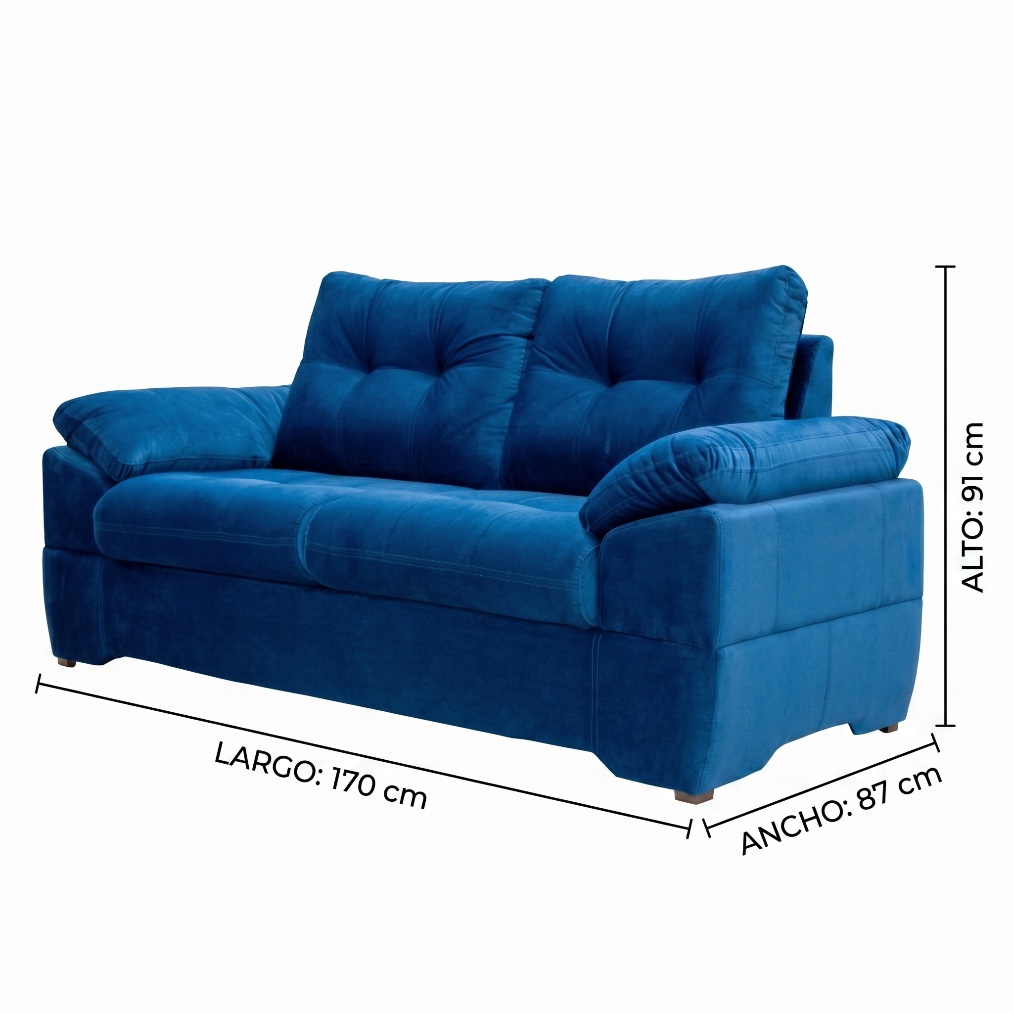 Sala Completa Genova 3 Piezas (3-2-1) Terciopelo Color Azul 1000020473