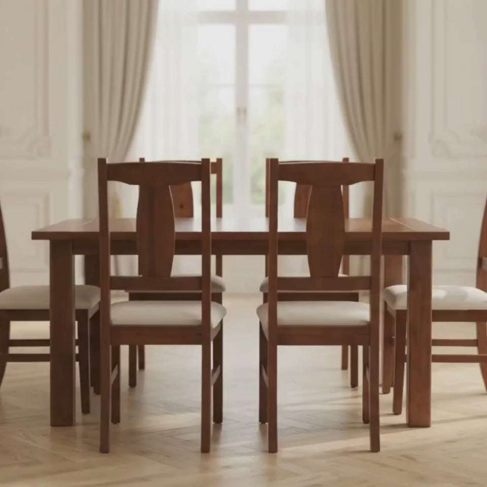 Comedor San Marcos 6 Sillas Nogal Claro Contemporáneo